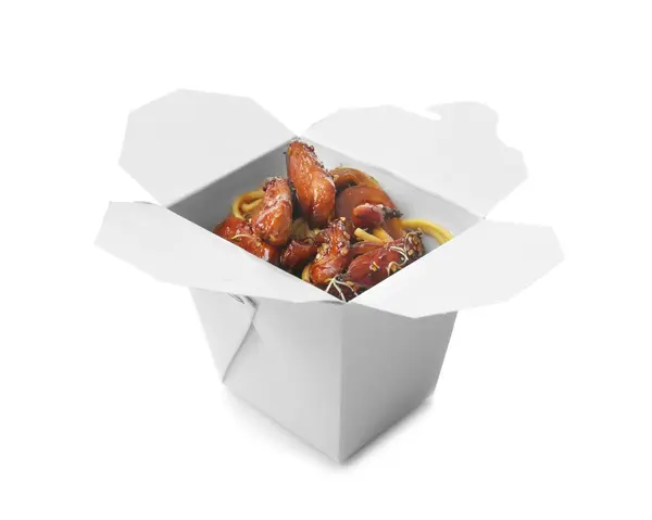 Takeaway Box Delicious Chinese Food White Background — Stock Photo, Image