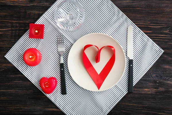 Beautiful Table Setting Valentine Day — стоковое фото