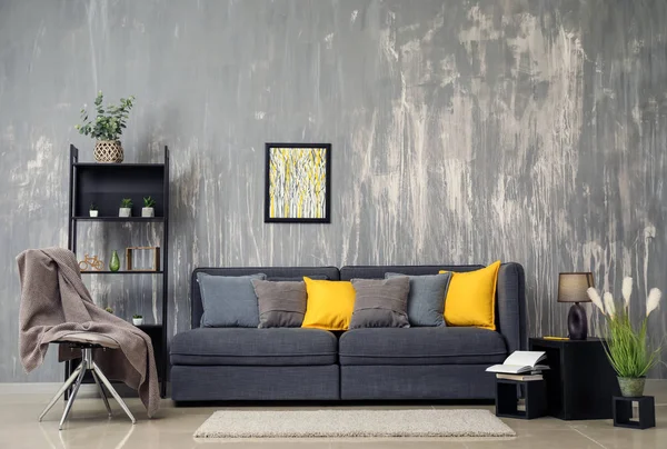 Stylish Interior Room Comfortable Big Sofa — Stock Photo, Image