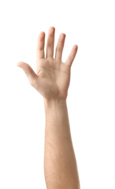 Beyaz arkaplanda erkek eli