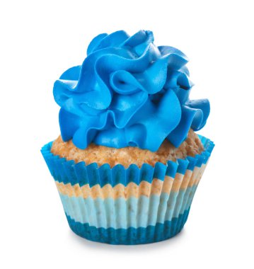 Beyaz zemin üzerine lezzetli renk cupcake