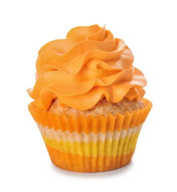 Beyaz zemin üzerine lezzetli renk cupcake