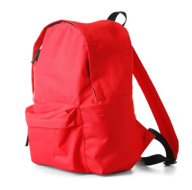 Beyaz arka plan üzerinde okul sırt çantası