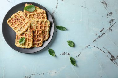 Lezzetli kabak ile plaka üzerinde masa lambası waffle