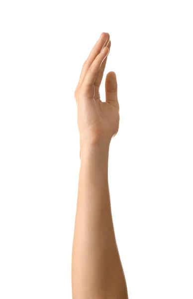 Vrouwelijke Hand Witte Achtergrond — Stockfoto