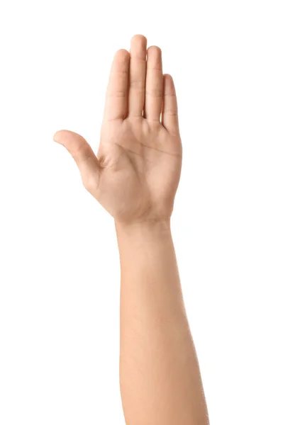 Man Hand Witte Achtergrond — Stockfoto
