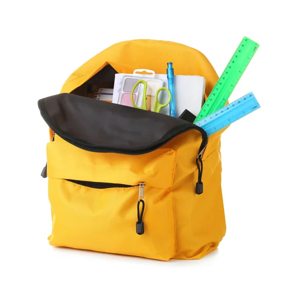 Backpack School Supplies White Background — Stock Photo, Image