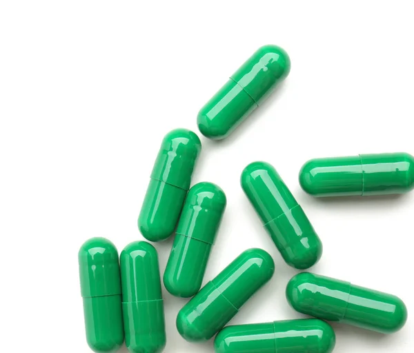 Spirulina Capsules White Background — Stock Photo, Image