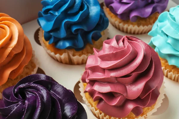 Colorful Cupcakes Carton Box — Stock Photo, Image