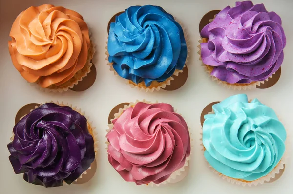 Colorful Cupcakes Carton Box — Stock Photo, Image