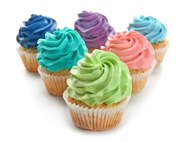 Colorful Cupcakes White Background — Stock Photo, Image