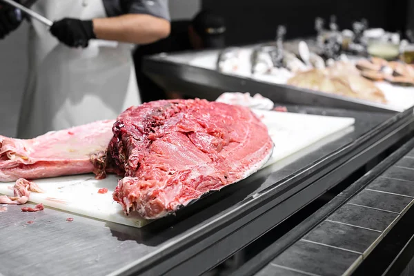 Fresh Cut Tuna Table Kitchen — Stock Photo, Image