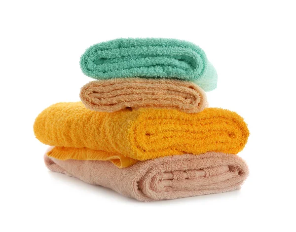 Stack Clean Soft Towels White Background Stock Image