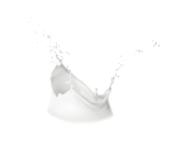 Splash Του Γάλακτος Λευκό Φόντο — Φωτογραφία Αρχείου