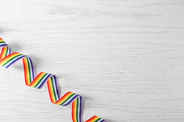 Rainbow Ribbon Lgbt Light Background — Stock Photo, Image