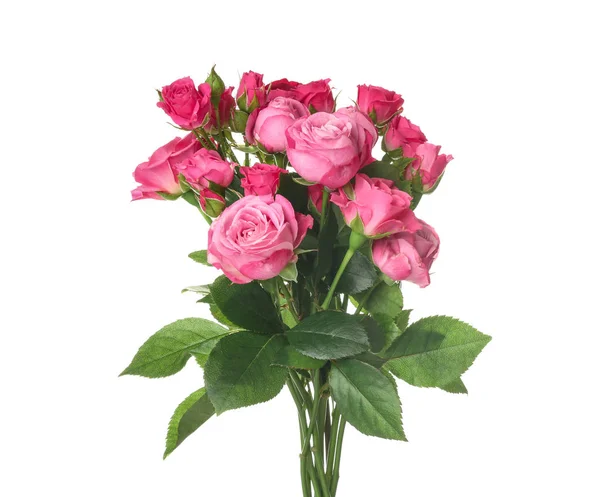 Όμορφο Μπουκέτο Ροζ Τριαντάφυλλα Λευκό Φόντο — Φωτογραφία Αρχείου