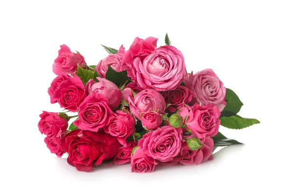 Красивый Букет Розовых Роз Белом Фоне — стоковое фото
