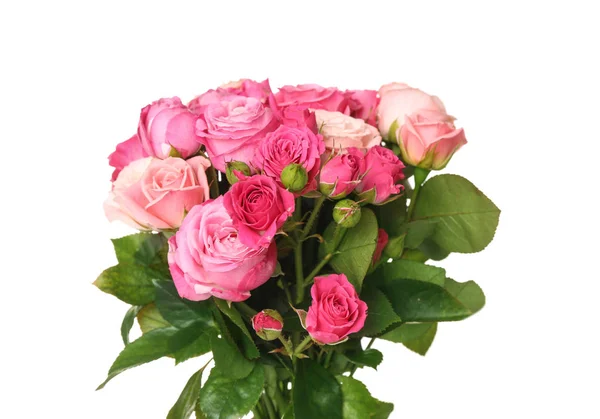 Bellissimo Bouquet Rose Rosa Sfondo Bianco — Foto Stock