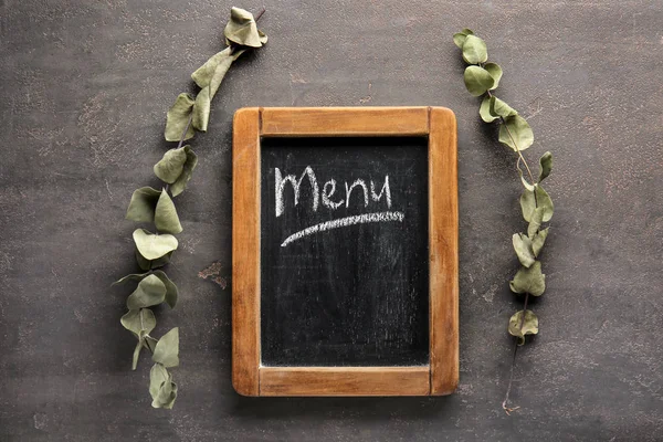 Menu Board Grey Table — Stock Photo, Image