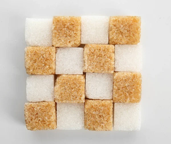 Diferentes Cubos Azúcar Sobre Fondo Blanco — Foto de Stock