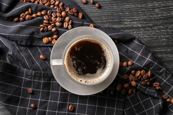 Kopje Lekkere Aromatische Koffie Houten Tafel — Stockfoto