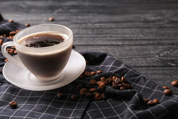 Kopje Lekkere Aromatische Koffie Houten Tafel — Stockfoto