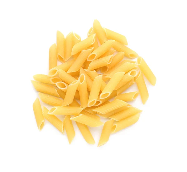 Massa Penne Não Cozida Sobre Fundo Branco — Fotografia de Stock