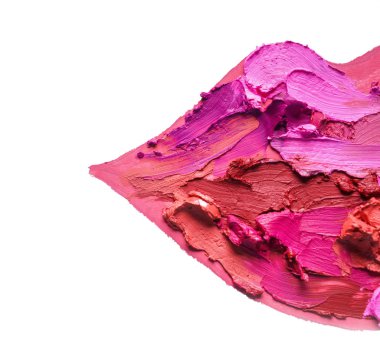 Beyaz zemin üzerine ruj dudakları yapılmış