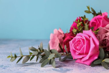 Güzel renk arka plan üzerinde gül buketi