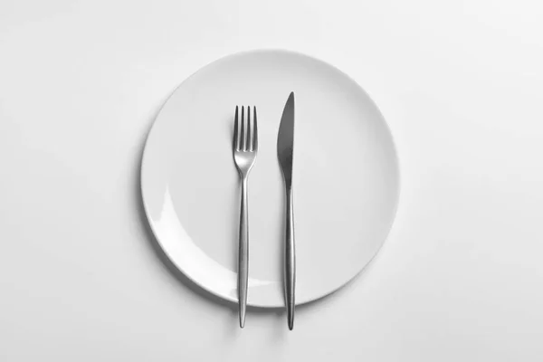 Plate Cutlery White Background — Stock Photo, Image