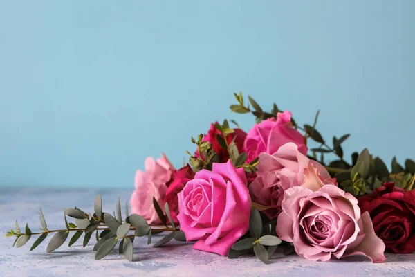 Beautiful Bouquet Roses Color Background — Stock Photo, Image