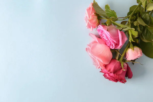 Hermoso Ramo Rosas Sobre Fondo Color — Foto de Stock