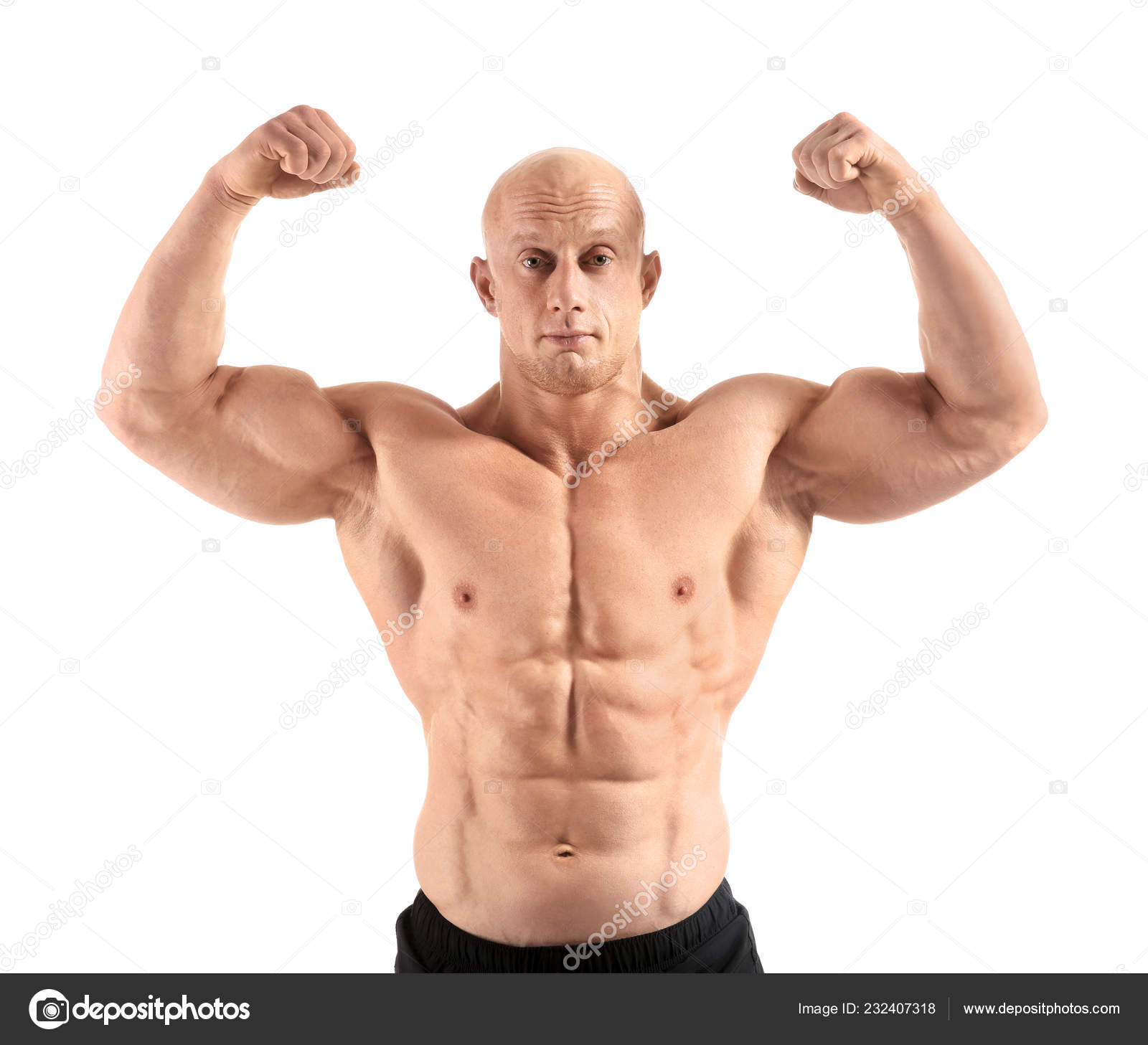 Muscular Bodybuilder White Background Stock Photo by ©serezniy 232407318