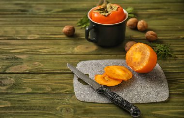 Kes ve bütün Konfit hurma ile ceviz renk ahşap tablo