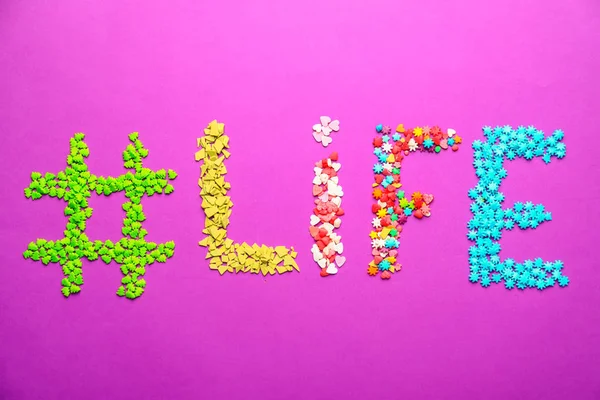 Hashtag Life Made Sprinkles Color Background — Stock Photo, Image