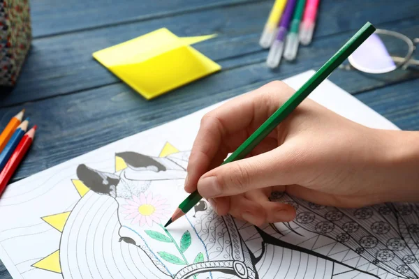 Mujer Para Colorear Imagen Estrés Mesa — Foto de Stock