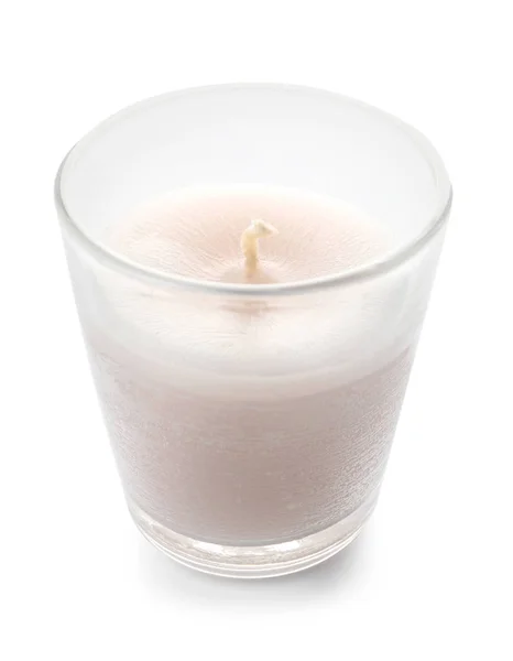 Kerze Glas Auf Weißem Hintergrund — Stockfoto