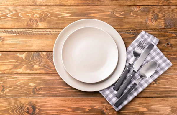 Table Setting Wooden Background — Stock Photo, Image