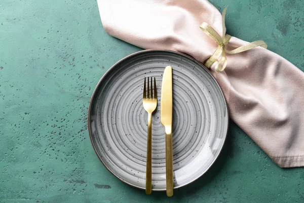 Beautiful Table Setting Color Background — Stock Photo, Image