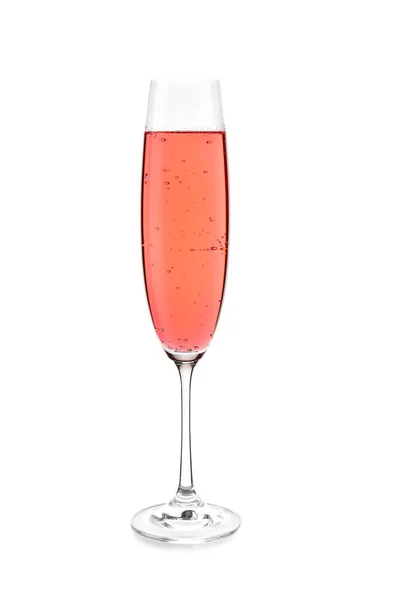 Бокал Розового Шампанского Белом Фоне — стоковое фото