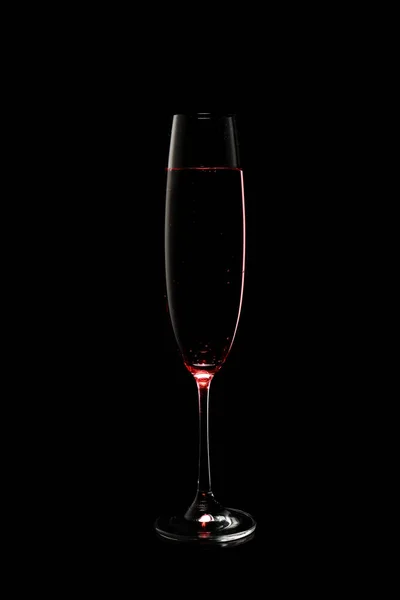 Bicchiere Champagne Rosa Sfondo Scuro — Foto Stock