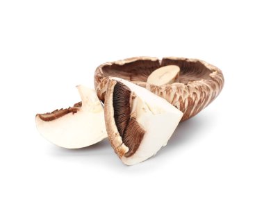 Beyaz arka planda taze mantarlar