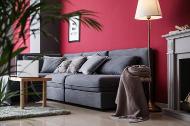 Oda rahat büyük kanepe ile şık iç