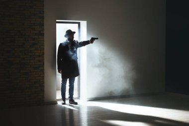 Dedektif kapı aralığında silüeti