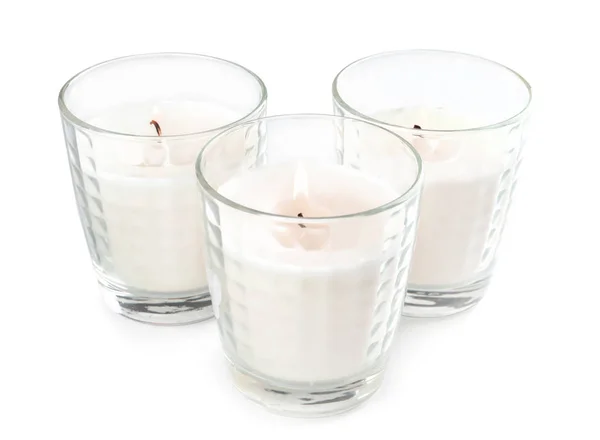 Burning Candles White Background — Stock Photo, Image