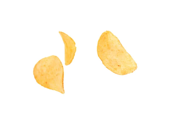 Lekkere Krokante Potato Chips Witte Achtergrond — Stockfoto