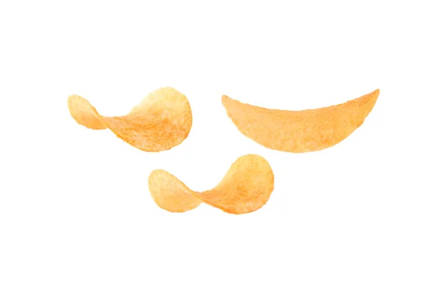 Lekkere Krokante Potato Chips Witte Achtergrond — Stockfoto