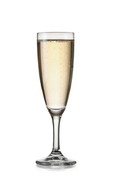 Glas Lekkere Champagne Witte Achtergrond — Stockfoto