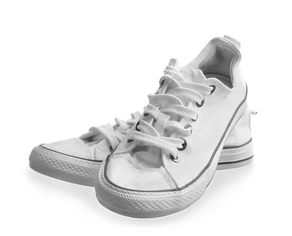 Coppia Eleganti Sneakers Sfondo Bianco — Foto Stock