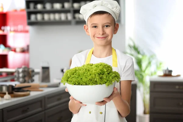 Cute Little Chef Salad Kitchen — Stock Photo, Image